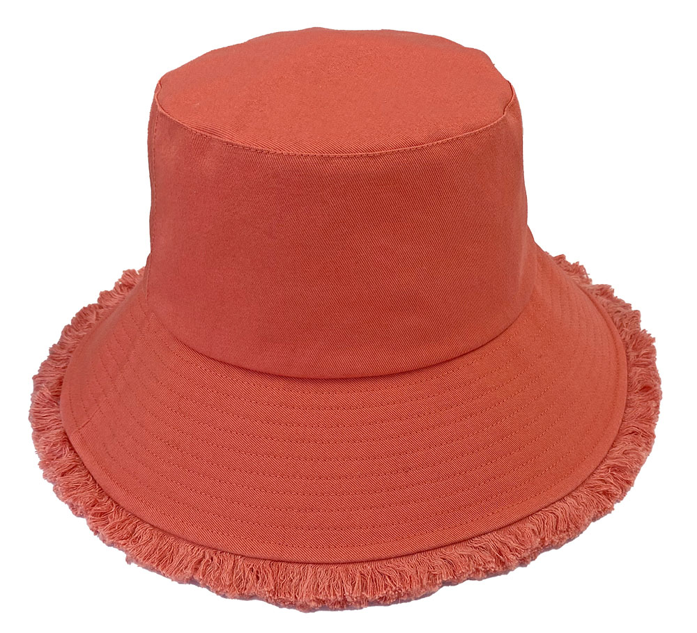 Aloha Sunshine Frayed Edge Cotton Bucket Hat - Sun Protective Hats